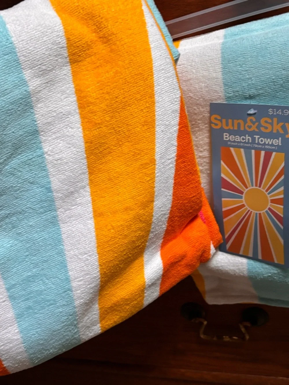 TWO Sun & Sky Yellow Sunburst Stripe Beach Towels - Vibrant Multicolor Design